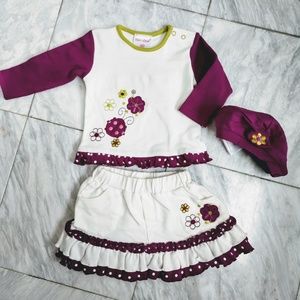 Embroidered Top & Skirt with Beret NWT